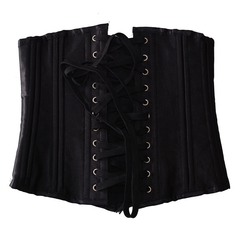 26 Double Boned Steel Bone Waist Trainer Body Shaper Satin Underbust Corset Women Slim Modeling Strap Belly Slimming Sheath Belt Black White