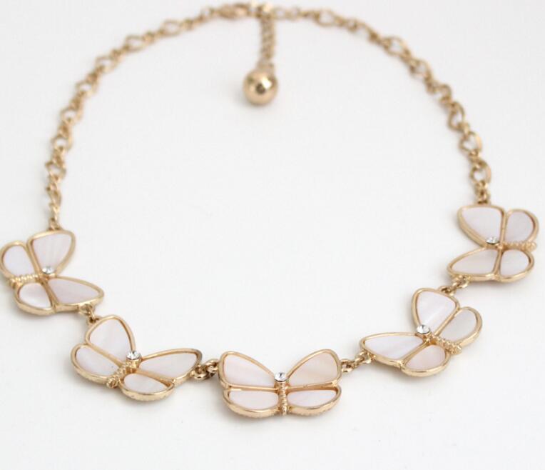 Fashion-hell Butterfly Choker Necklace with Crystal And Gold Chain Beautiful Fashion Jewelry for Lady Free Shipping Christmas Gift