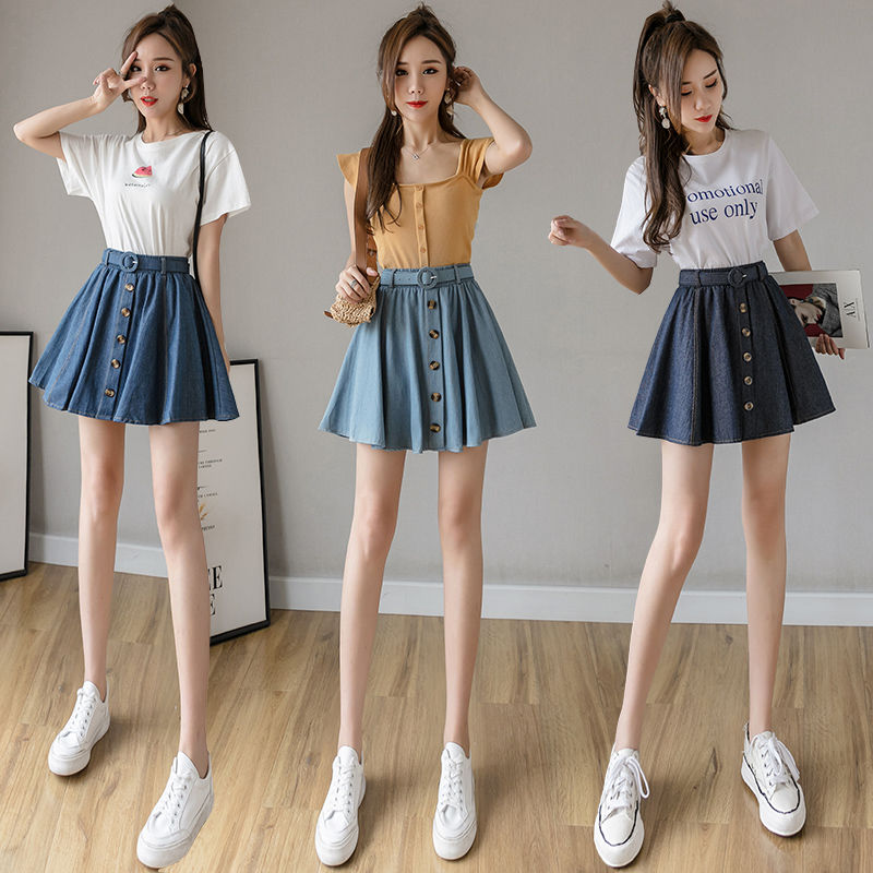 2020 New Spring Summer Women Korean Fashion A-Line Solid Skirt Female High Waist Mini Sashes Pleated Jeans Harajuku Skirt X340, 9033 qian lan se
2020 New Spring Summer Women Korean Fashion A-Line Solid Skirt Female High Waist Mini Sashes Pleated Jeans Harajuku Skirt X340, 9033 qian lan se