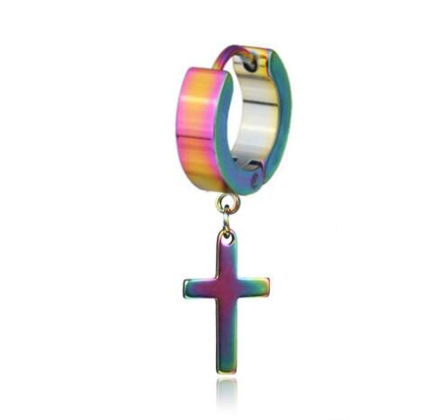 7 Colors earring Allergy Free Cross Ear Clasp Fashionable Titanium Punk Ear Studs Stainless Steel Earrings GB1586