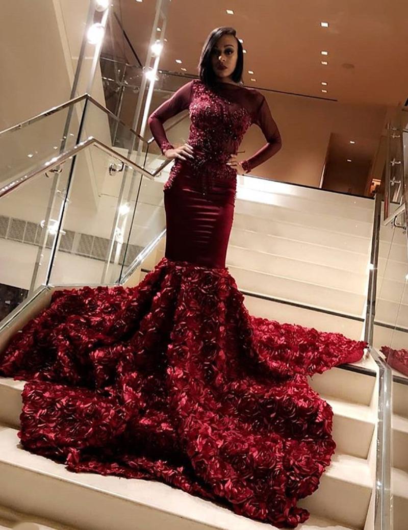 2020 New Design Long Sleeves Burgundy Mermaid Prom Dresses Long 3D Floral Open Back Formal Evening Party Dresses Gowns GHGY12, Water melon
2020 New Design Long Sleeves Burgundy Mermaid Prom Dresses Long 3D Floral Open Back Formal Evening Party Dresses Gowns GHGY12, Water melon