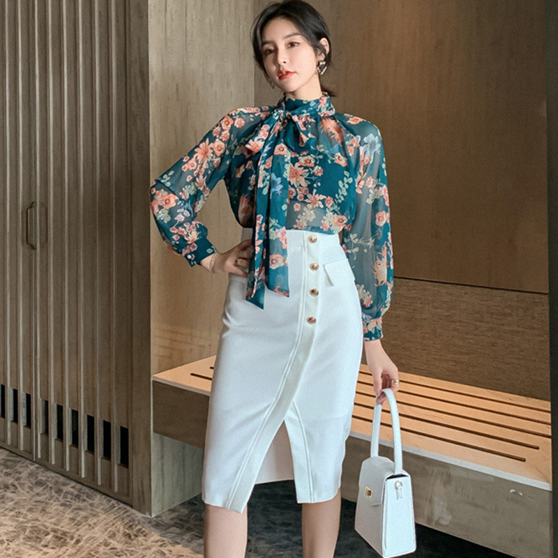 2 Piece Set 2020 Print Long Sleeve Chiffon Shirt Tops and White Midi Wrap Skirts 2020 Elegant Office Lady Sexy Party Women Suit, Multi
2 Piece Set 2020 Print Long Sleeve Chiffon Shirt Tops and White Midi Wrap Skirts 2020 Elegant Office Lady Sexy Party Women Suit, Multi