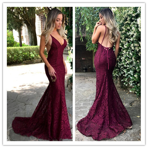 Sexy V Neck Burgundy Lace Formal Evening Dresses 2018 Backless Mermaid Prom Dresses Long Party Celebrity Gowns Custom Made, Blue
Sexy V Neck Burgundy Lace Formal Evening Dresses 2018 Backless Mermaid Prom Dresses Long Party Celebrity Gowns Custom Made, Blue