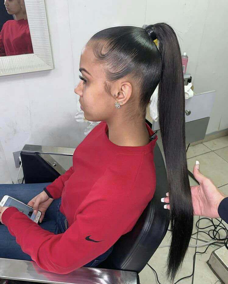 140g Straight Ponytail Drawstring Extensions Hair Pieces SILKY Straight Long Black Ponytail for girls Clip in on Ponytail Hair Extensions