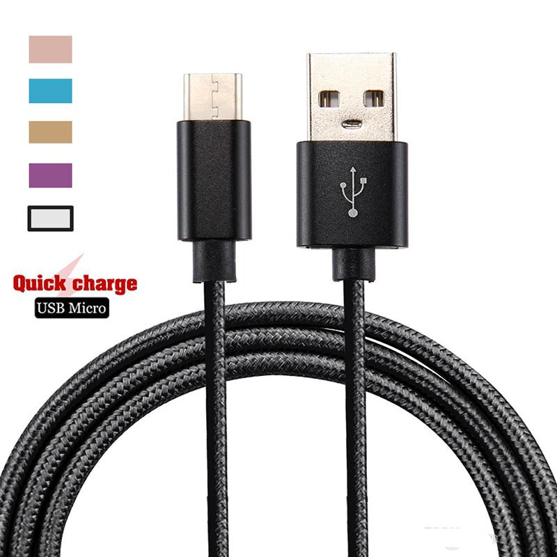 Braided Micro USB 2.0 Cables V8 Type-C Data Sync Charging For Smart Phone 2A Fast Charging
