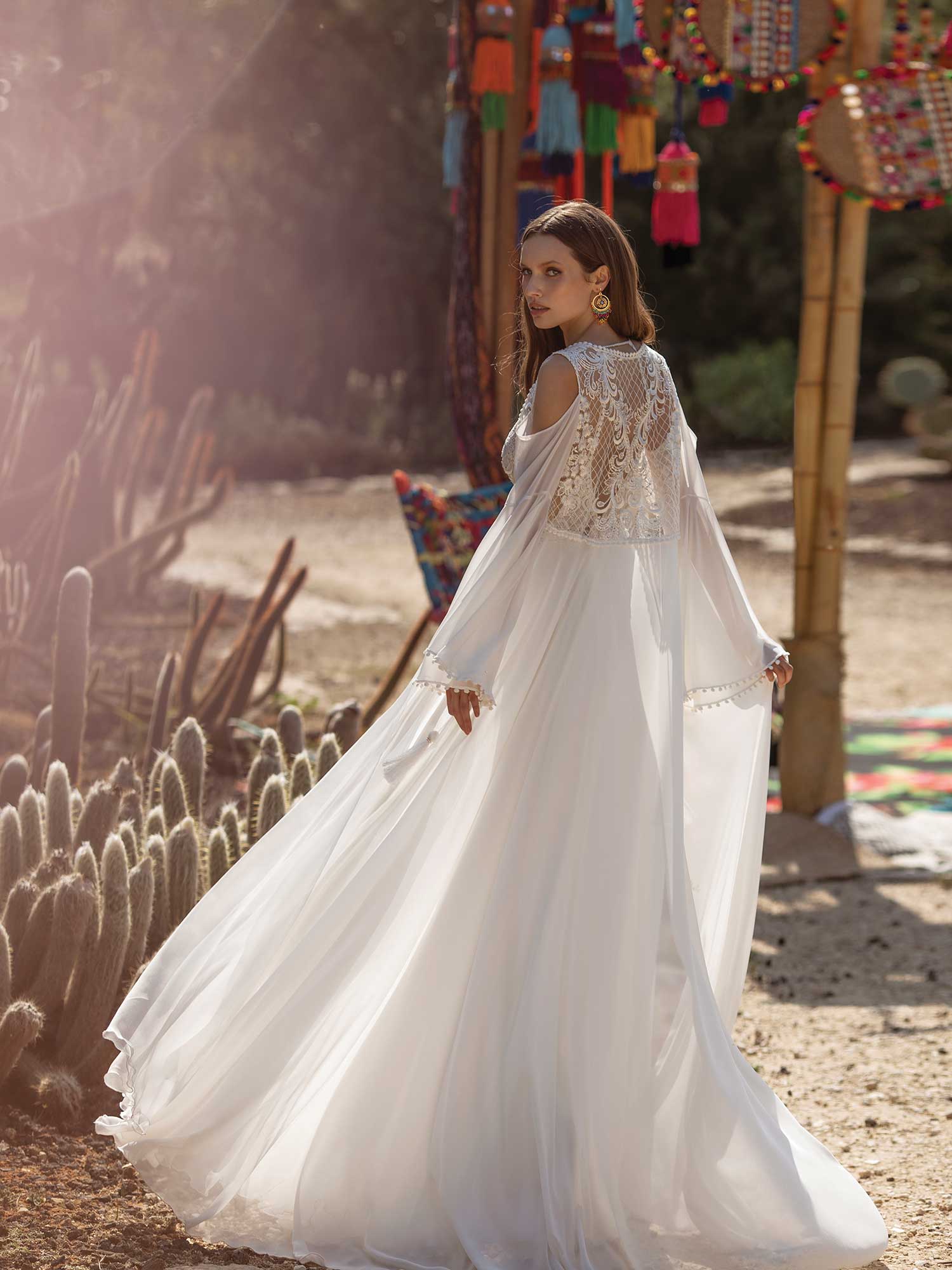 Asaf Dadush 2020 Split Wedding Dresses With Wrap Lace Appliqued Beach Spaghetti V Neck A Line Bridal Gowns Vestido De Novia