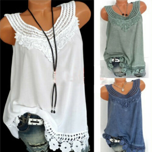 Women Summer Lace Vest Top Sleeveless Blouse Casual Tank Top T-Shirts Clothes US, Blue
Women Summer Lace Vest Top Sleeveless Blouse Casual Tank Top T-Shirts Clothes US, Blue