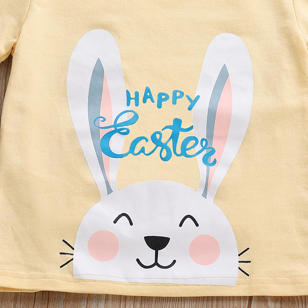 Toddler Baby Clothes Set 2PCs Girls Letter Easter Rabbit Ruffles Tops Skirt Outfits Set costume for girls vetement enfant
