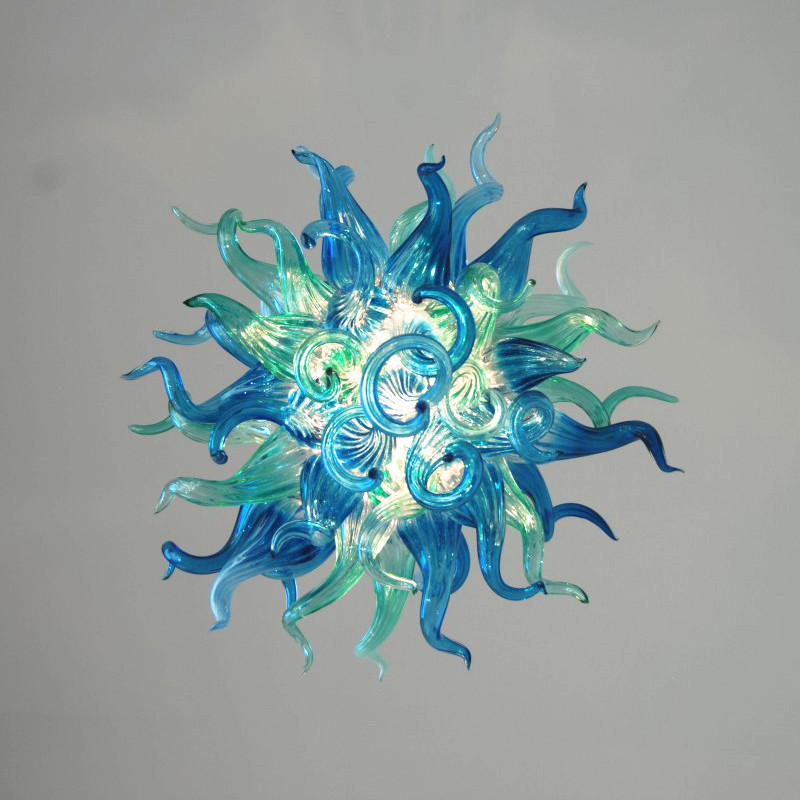 Modern Chandelier Blue Teal Glass Ceiling Light Art Deco LED Bulbs Hand Blown Glass Chandelier Lighting Pendant Lights living room furniture