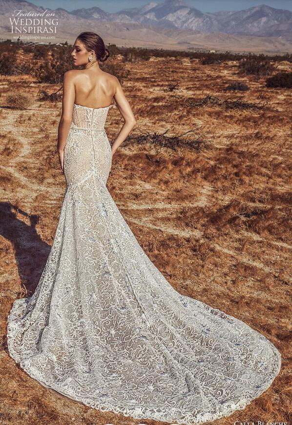 2019 Mermaid Wedding Dresses Sweetheart Court Train Lace Appliques Beads Custom Made Beach Wedding Dress Zipper Back Plus Size Bridal Gowns