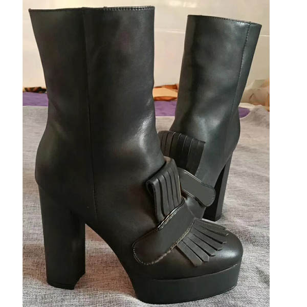 New `ArrivalTop Quality Letter Ribbon Metal Buckle Low Heel Short Boots Genuine Cowhide Leather Fashion Woman Pearl Boots 35-41