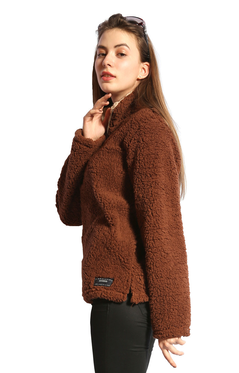 Fashion- WOMEN Casual Sherpa Fleece Sweater Tops Outwear Jumper Women Casual Fleece Hooded Hip Hop Sweatshirt LJJK829