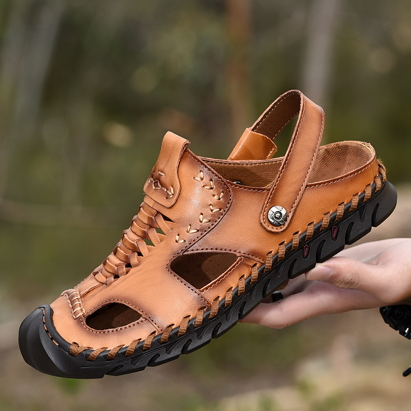 Summer Leather Sandals Male Fashion Flat Casual Men Shoes Soft Walking Beach Sandals Male Outdoor Leather Casual Men Shoes, Red brown
Summer Leather Sandals Male Fashion Flat Casual Men Shoes Soft Walking Beach Sandals Male Outdoor Leather Casual Men Shoes, Red brown