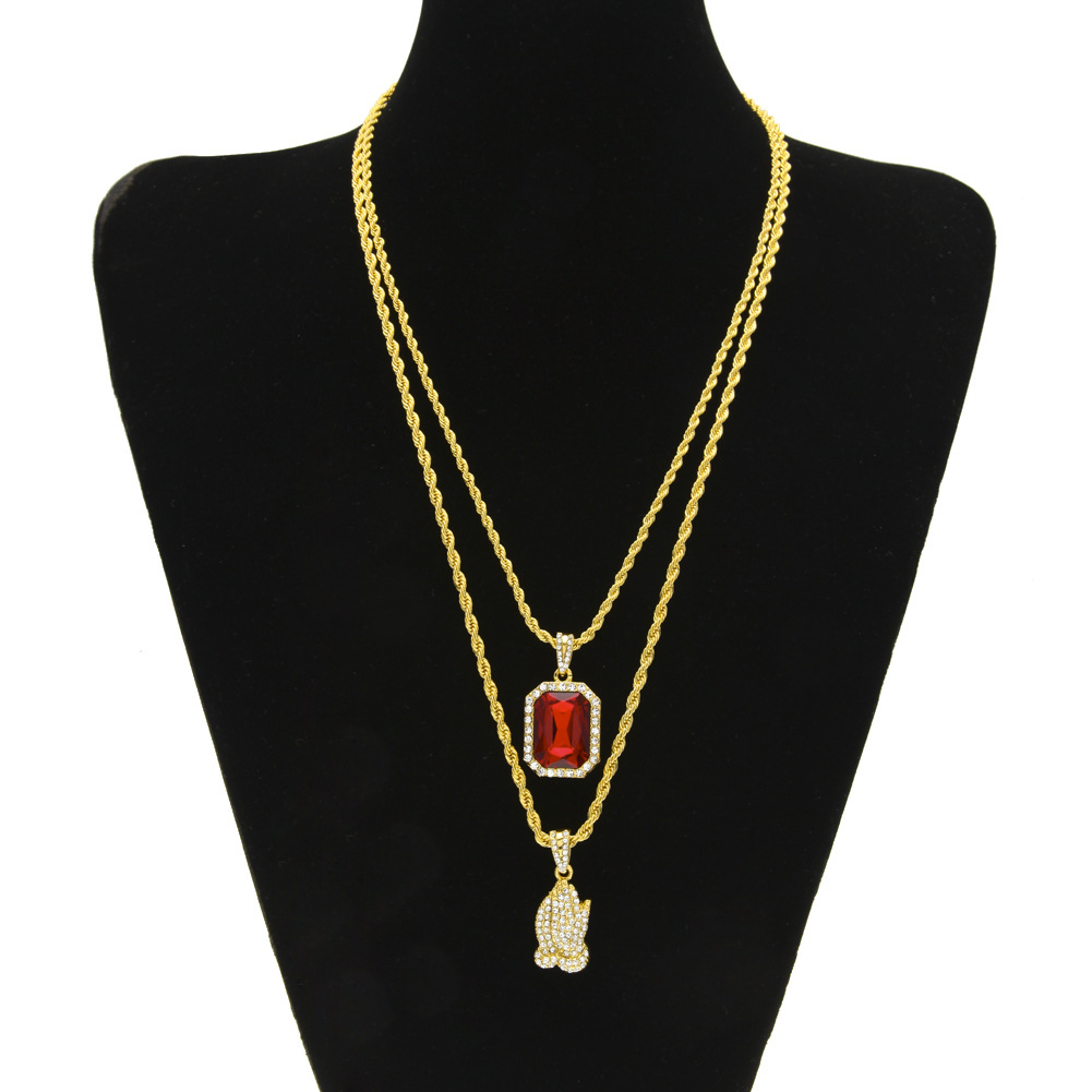Fashion hop men's pendant set mini gem Jesus small gem men's necklace