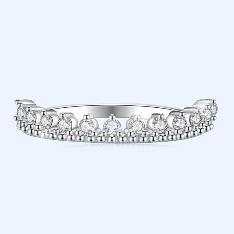 Size 4-10 Brand New Crown Ring Fine Jewelry Real 925 Sterling Silver Eternity Party CZ Women Wedding Engagement Band Ring For Lovers' Gift