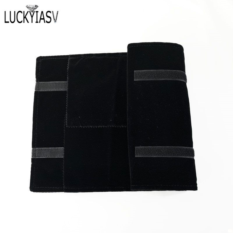 New Fashion Black Velvet Jewelry Roll Bag Grey Pendant Bracelet Organizer Storage Pouch Portable Necklace Display Travel Cases