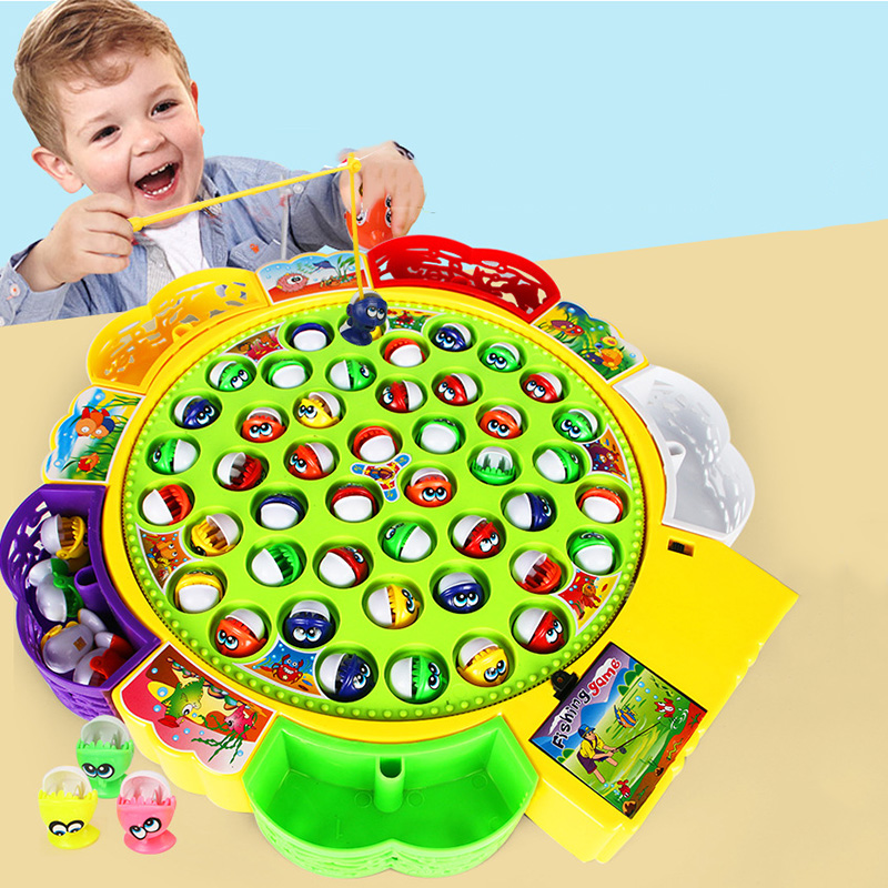 Kids Fishing Toy Musical Rotating Fishing Game 360 Degree Rotate Fish Children Educational Toys Parent-child Interactive Games