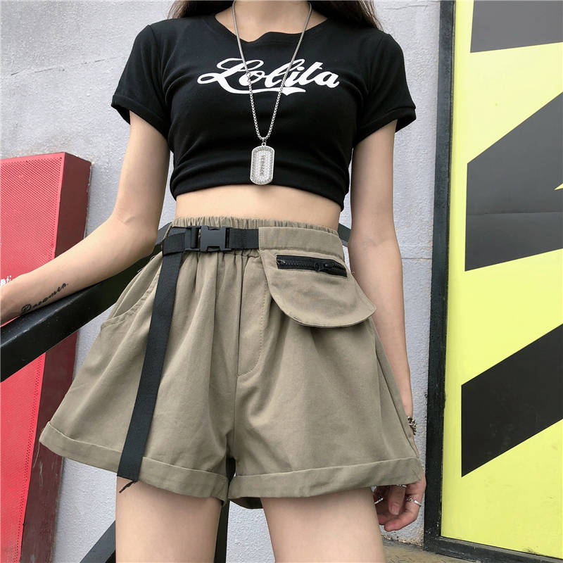 Women' Shorts 2021 Women Cargo Korean Fashion High Waist Mini Loose With Pockets Buckle Belt Casual Ladies Female, Army green
Women' Shorts 2021 Women Cargo Korean Fashion High Waist Mini Loose With Pockets Buckle Belt Casual Ladies Female, Army green