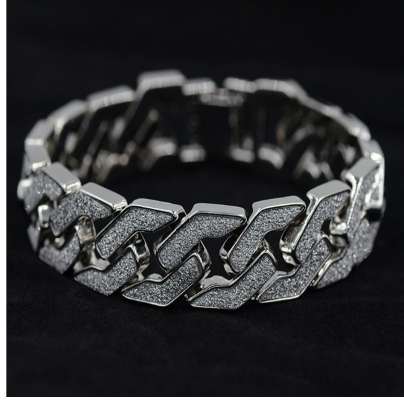 Uodesign Gold silver color Men hip hop bracelet iced out 22.5cm long link chain Exquisite Frosted Bracelets Gifts or Rap Man