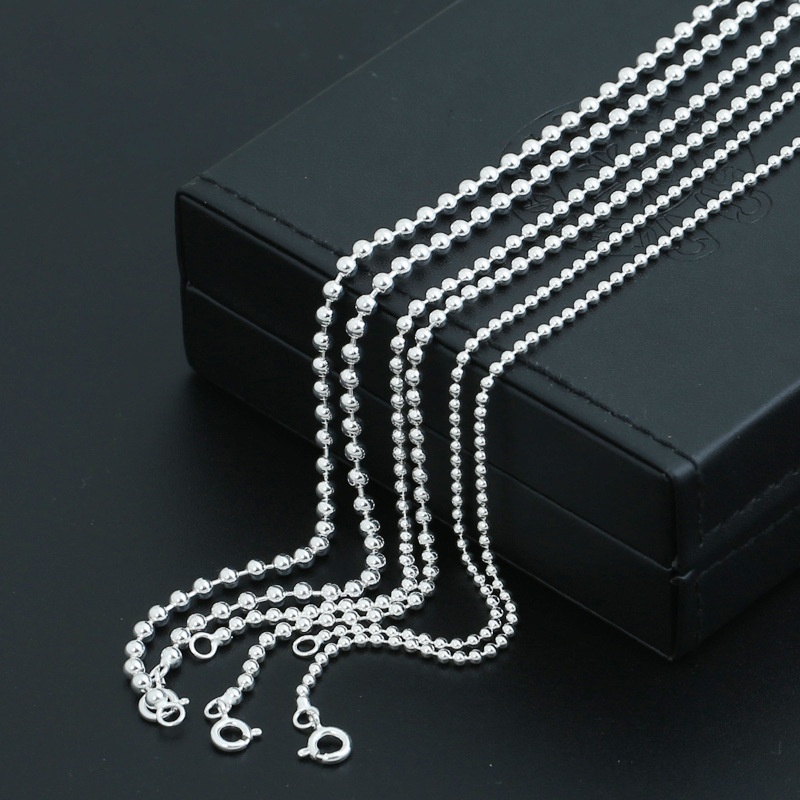 Personalized 925 sterling silver fine jewelry hand-made designer ball chain necklace in 2 size (2 mm and 2.5 mm ball chain)couple gift