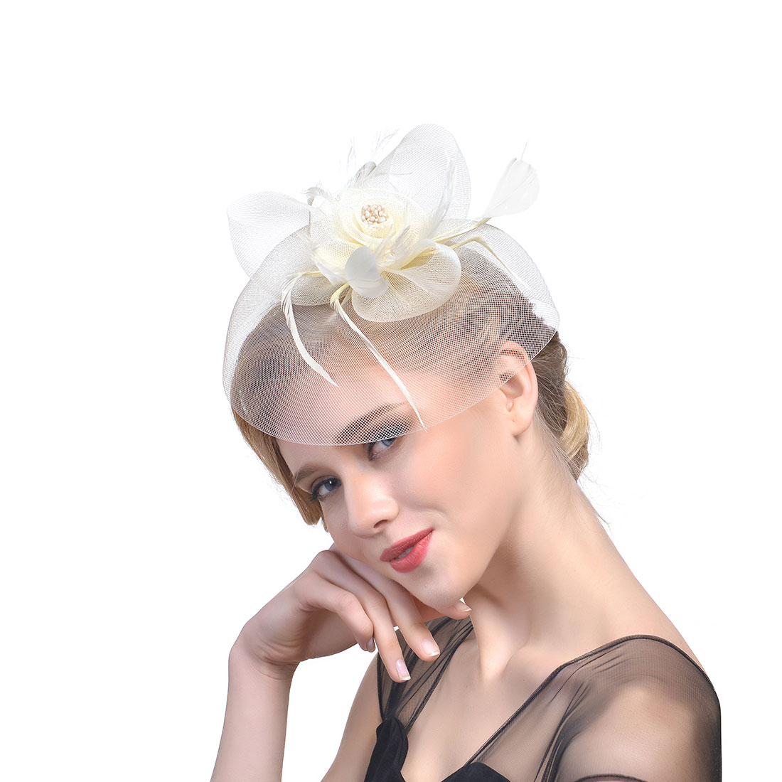 Bridal hats Feather Fascinator Hair Bridal Birdcage Veil Hat Wedding Hats Fascinators Cheap Femin Hair Flowers For Wedding Party