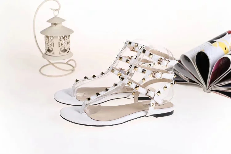 Hot Sale Zapatos Mujer Color Rivets Spiked Gladiator Flat Sandals Stones Studded Flip Sandal Big Size Designer Women's Cheap Shoes Summer, Black
Hot Sale Zapatos Mujer Color Rivets Spiked Gladiator Flat Sandals Stones Studded Flip Sandal Big Size Designer Women's Cheap Shoes Summer, Black