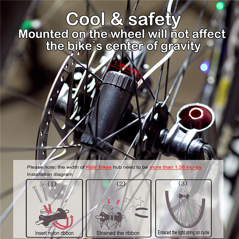 LED Bike Wheel Lights Cycling Spoke Wheel Lamp Waterproof Bright Bicycle Tire Strip Lights Cool Kids Boys Girls Bycicle Accessories,