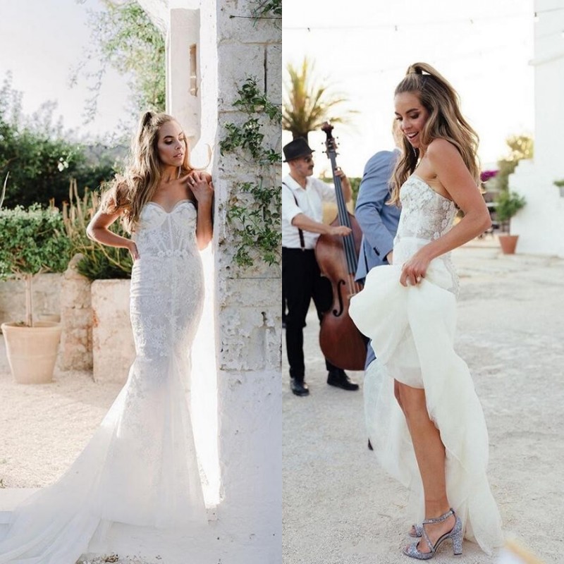 Sexy Sweetheart Neck Lace Beach Wedding Dresses Sleeveless Zipper Back Court Train Tulle Boho Mermaid Wedding Gowns vestidos de noiva, Champagne
Sexy Sweetheart Neck Lace Beach Wedding Dresses Sleeveless Zipper Back Court Train Tulle Boho Mermaid Wedding Gowns vestidos de noiva, Champagne