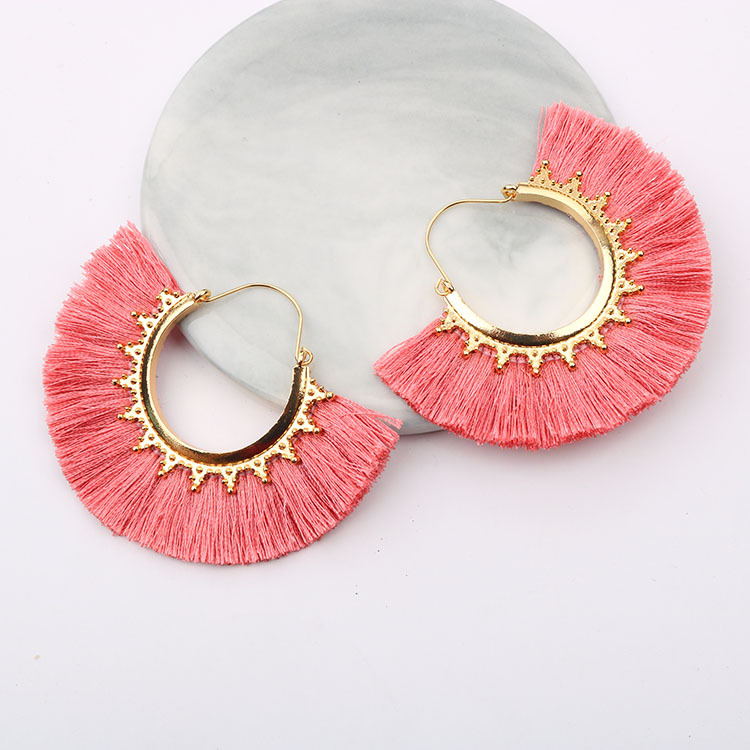 Hot Sale Fashion Design European And American Earrings Jewelry Small Triangle Tassel Fan Multicolor Female Earrings Party Gift