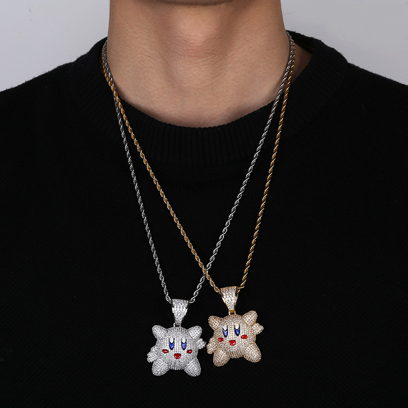Hip Hop Cute Animal Pendant Necklace Shining Full White Zirconia for Men Women Children Jewelry Gift