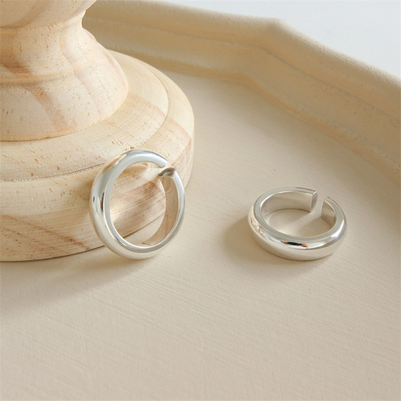 New Fashion 990 Silver Statement Ring For Women Classic Glossy Open Size Adjustable Ring Fine Jewelry