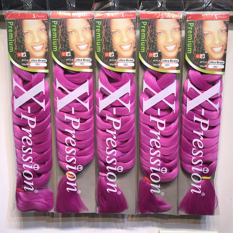 wholesale Xpression Braiding 82 inches 165g synthetic Kanekalon Haiirr Crochet Braids single color Premium Ultra jumbo Braid haiirr