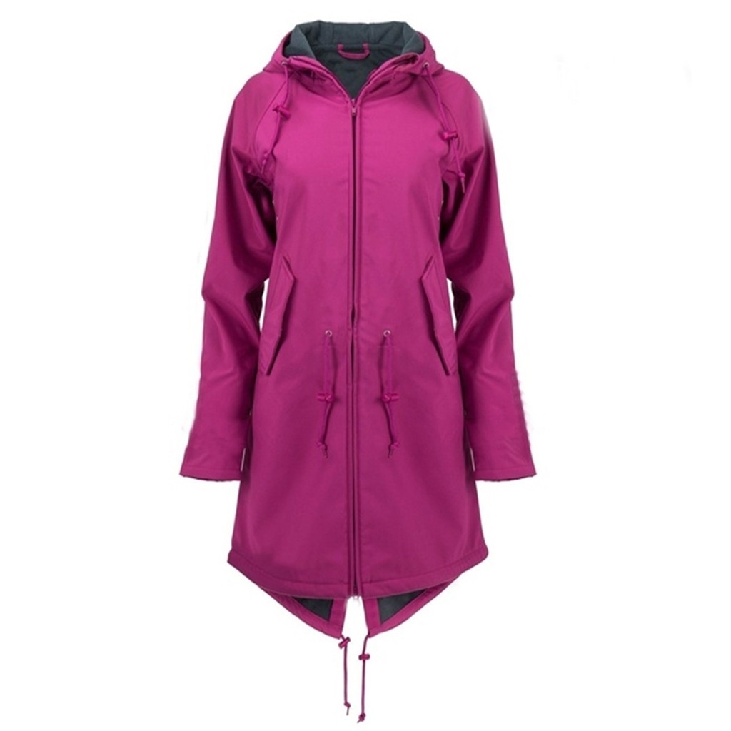 Women's Solid Rain Jacket Outdoor Hoodie Waterproof Long Coat Overcoat Windproof For women Raincoat Outdoor Coat plus-size 9.10 T191109