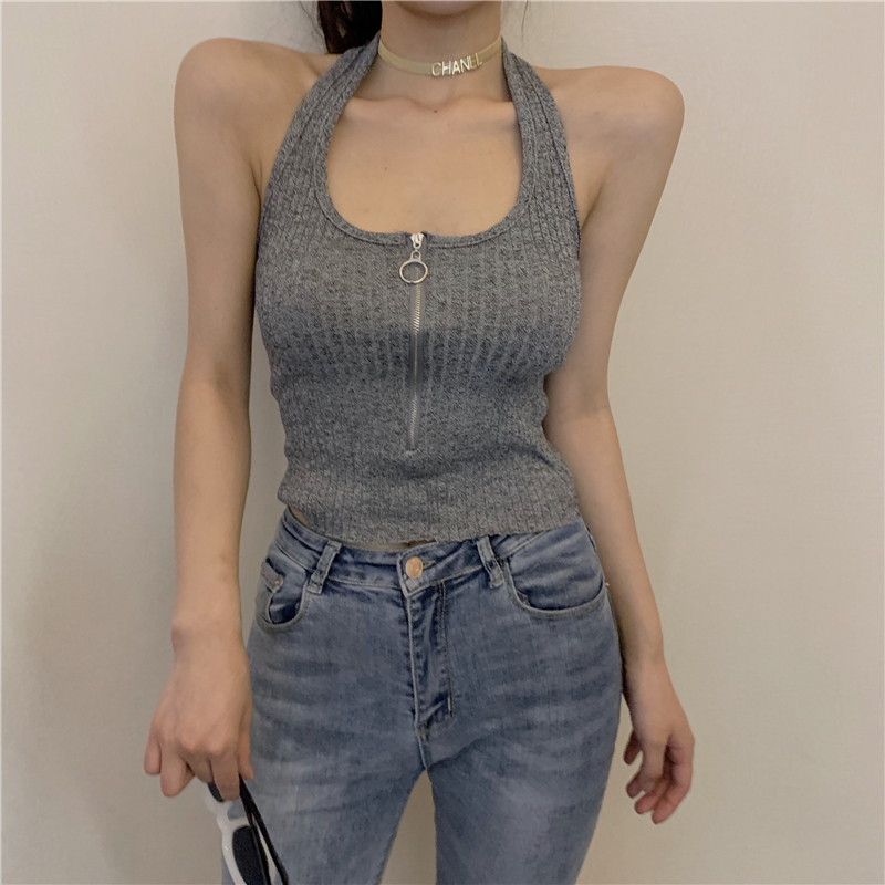 Women sexy Tight Street Sports Tops Women's Round Neck Short European Zipper Sleeveless Vest Cameis Summer Bodysuits Tank Top, Black
Women sexy Tight Street Sports Tops Women's Round Neck Short European Zipper Sleeveless Vest Cameis Summer Bodysuits Tank Top, Black