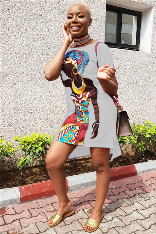 Ladies Fashion Print Dress Women Dress Casual Female Clothing Summer Designer Crew Neck Printed African Girl Dresses
Ladies Fashion Print Dress Women Dress Casual Female Clothing Summer Designer Crew Neck Printed African Girl Dresses