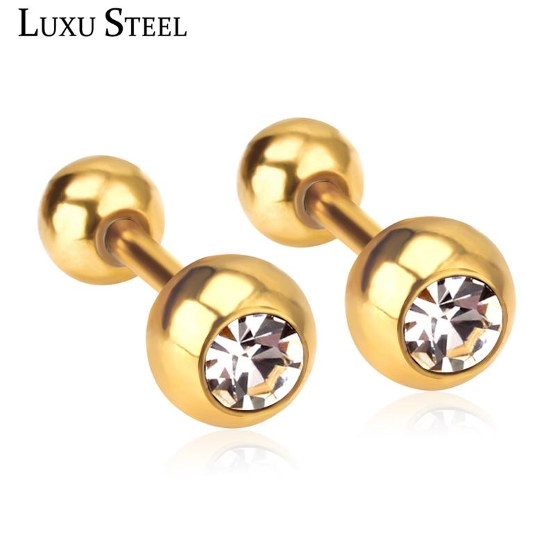 LUXUSTEEL Screw Stud Earring Stainless Steel Gold Silver Black/White Round Anti-allergy Earring Fashion Jewelry Bijoux Collier
LUXUSTEEL Screw Stud Earring Stainless Steel Gold Silver Black/White Round Anti-allergy Earring Fashion Jewelry Bijoux Collier
