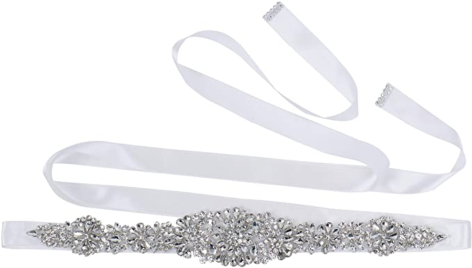 Handmade Silver Rhinestones Appliques Wedding Belt Clear Crystal Sewing on Bridal Sashes Wedding Dresses Sashes Bridal Accessories