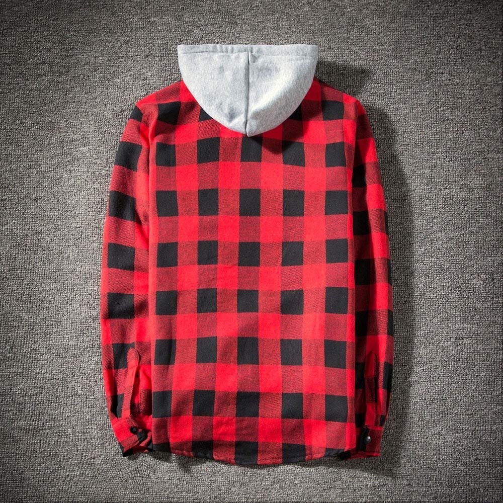 vetement femme 2019 hoodies Tracksuit Men's Autumn Casual Plaid Shirts Long Sleeve Pullover Shirt Top Hooded Blouse Sportswear V191019