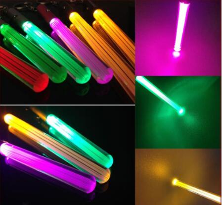 Wholesale LED Flashlight Stick Keychain Mini Torch Aluminum Key Chain Key Ring Durable Glow Pen Magic Wand Stick Lightsaber LED Light Stick