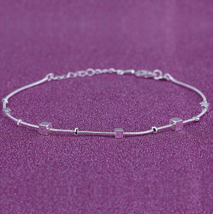 Wholesale- New Foot Jewelry Anklets Hot Sale Silver Anklet Link Chain For Women Girl Foot Bracelets Fashion Jewelry Wholesale Free Shipping