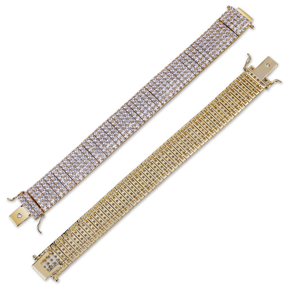 Wholesale- new hot superior quality Bracelet 6 rows of zircon gilded hip-hop men's Bracelet