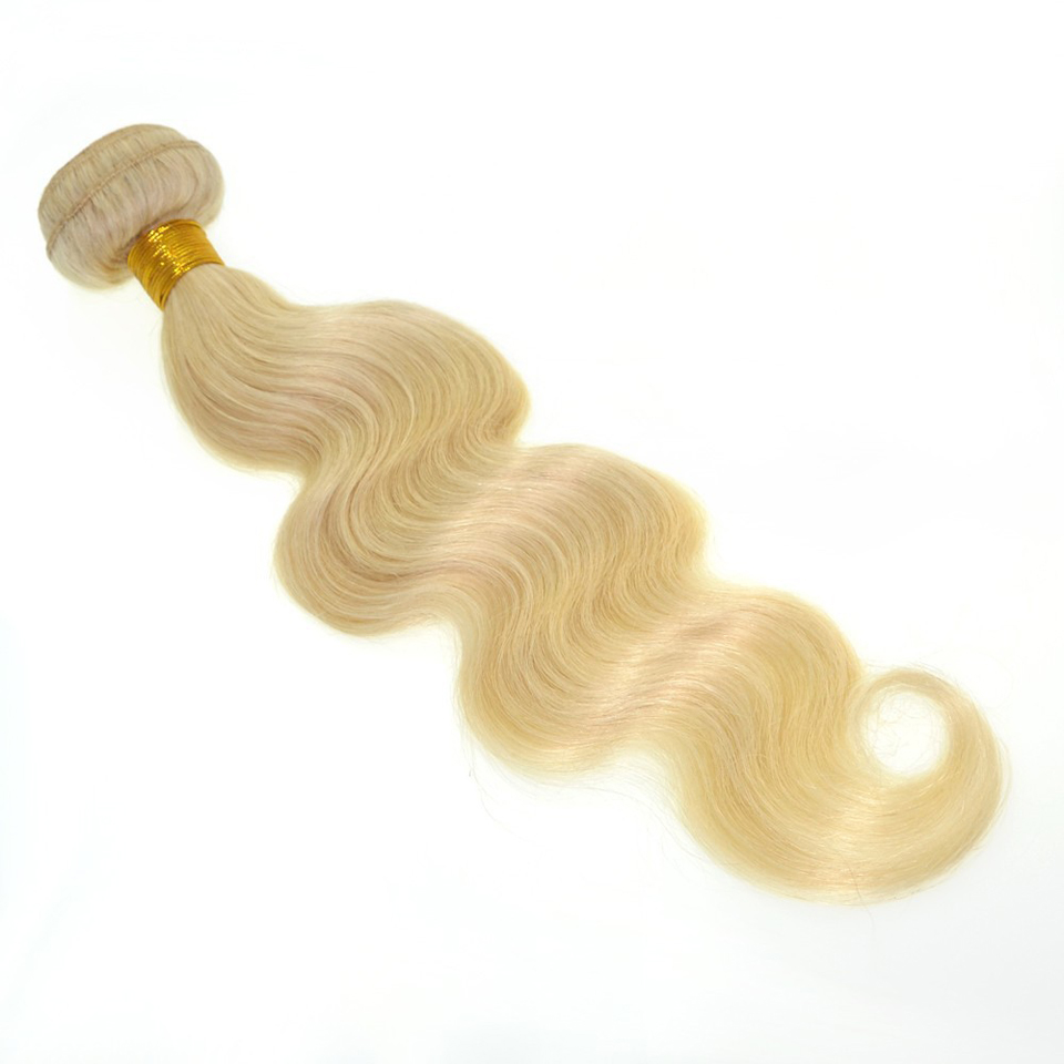 Free shipping Brazilian Body Wave Human Weaves 613 Blonde Two Tone Color Full Head 3pcs/lot Double Wefts Remy Hair Extensions