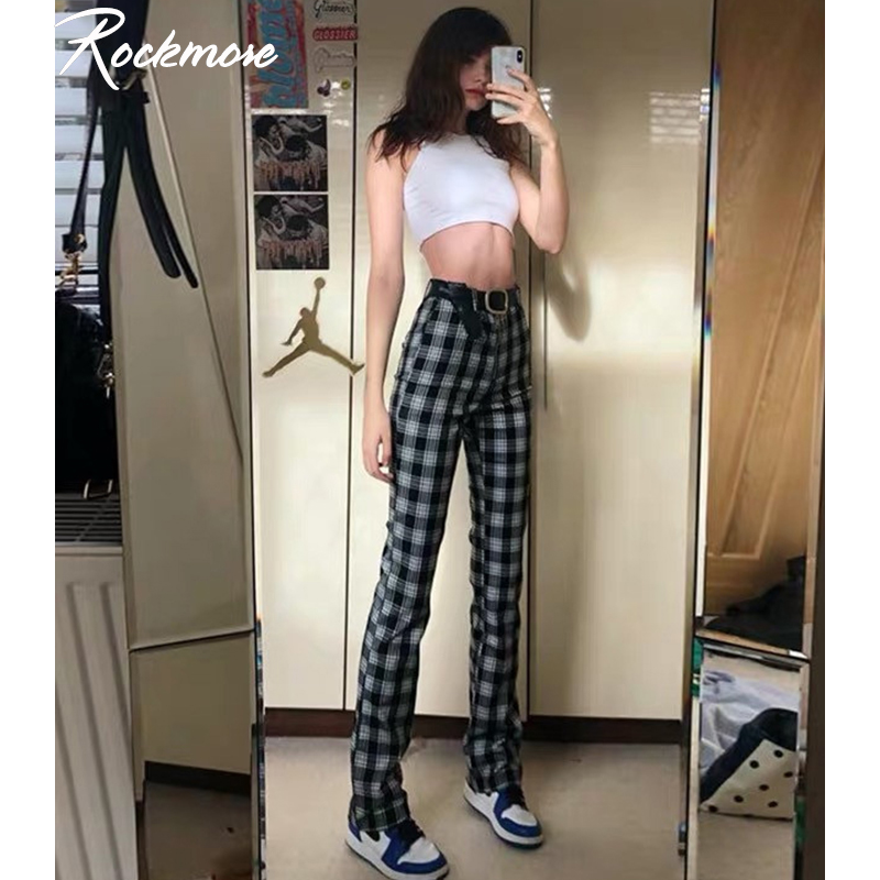 Rockmore Vintage Plaid Women Wide Leg Pants Pockets High Waist Trousers Plus Size Joggers Checkered Hip Hop Dance Pants Femme, As picture
Rockmore Vintage Plaid Women Wide Leg Pants Pockets High Waist Trousers Plus Size Joggers Checkered Hip Hop Dance Pants Femme, As picture