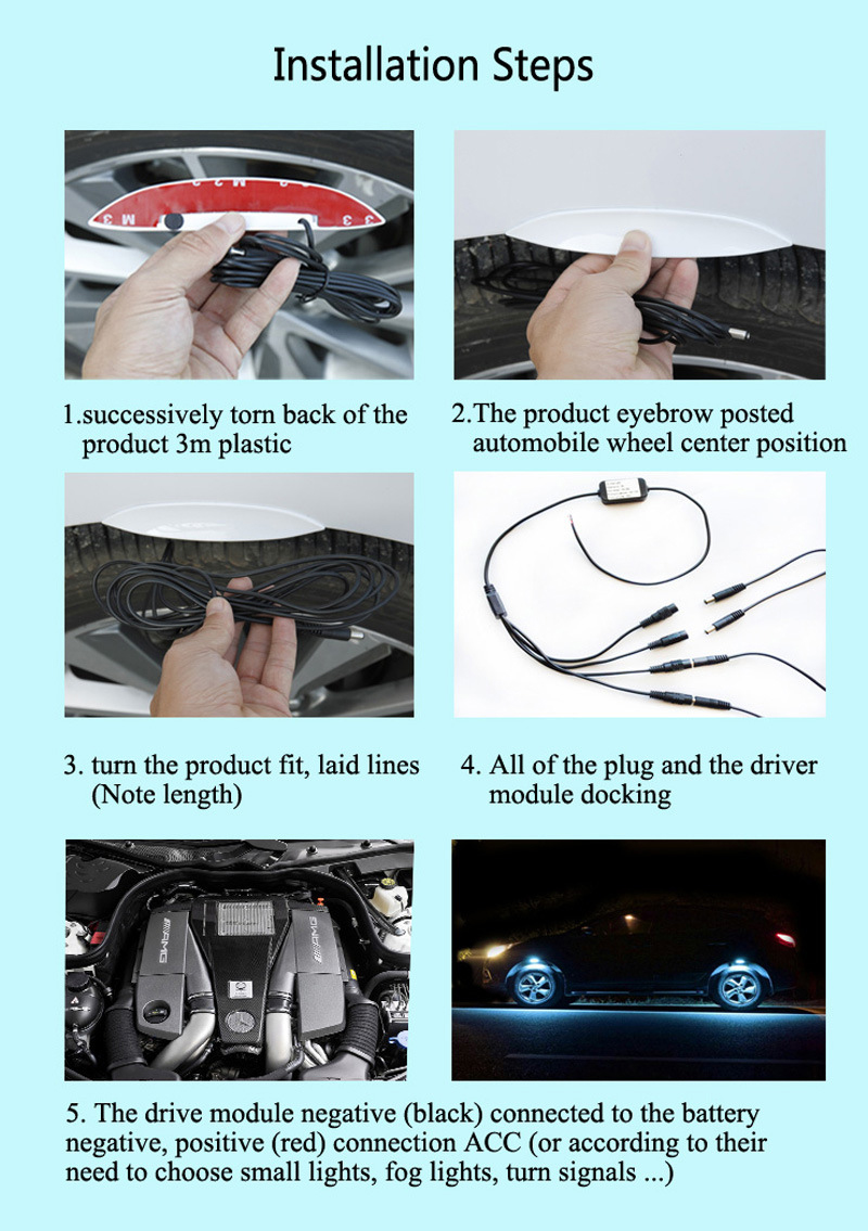 Car Wheel Tyre Lights Eyebrow Lght Atmosphere LED Auto Wheels Eyebrows Neon Tire Flash Night Lamp With 7 Colors