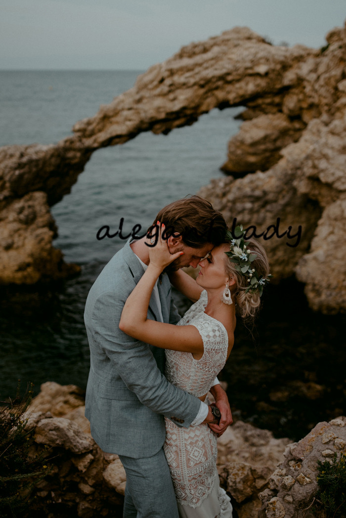 Two Pieces Mermaid Beach Wedding Dresses with Sleeve 2023 O-neck Vintage Crochet Lace Bohemian Queen Countryside Bridal Dress