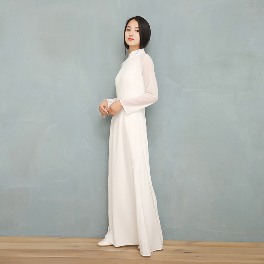 2019 Vietnam Ao Dai White Solid Chiffon Perspective Dress for Woman Chinese Cheongsams Full Sleeve Female Oriental Dress
2019 Vietnam Ao Dai White Solid Chiffon Perspective Dress for Woman Chinese Cheongsams Full Sleeve Female Oriental Dress