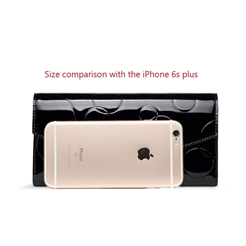 Genuine Leather Women Wallet Luxury Designer Patent Leather Wallets Female Clutch Ladies 3 Fold Long Fashion Diamond Hasp Wallet Y19052302