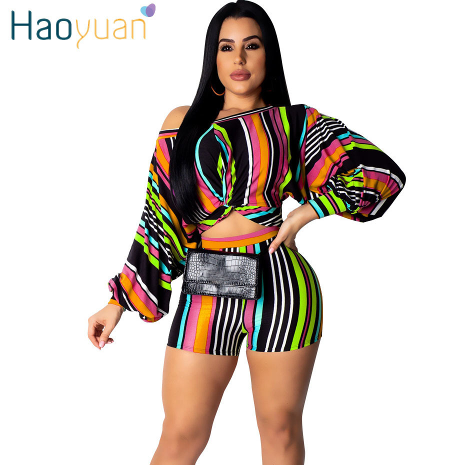 Haoyuan Striped Plus Size 2 Two Piece Set Puff Sleeve Crop Top And Biker Shorts Sexy Club Summer Outfits For Women Matching Sets Y19062601, Blue
Haoyuan Striped Plus Size 2 Two Piece Set Puff Sleeve Crop Top And Biker Shorts Sexy Club Summer Outfits For Women Matching Sets Y19062601, Blue