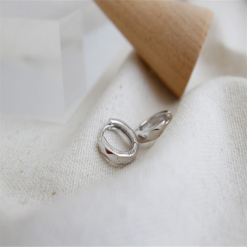 Authentic 925 Sterling Silver Jewelry New White Gold /18K Gold Color Mini Geometric Round Circle Earrings Statement Hoop Earring
