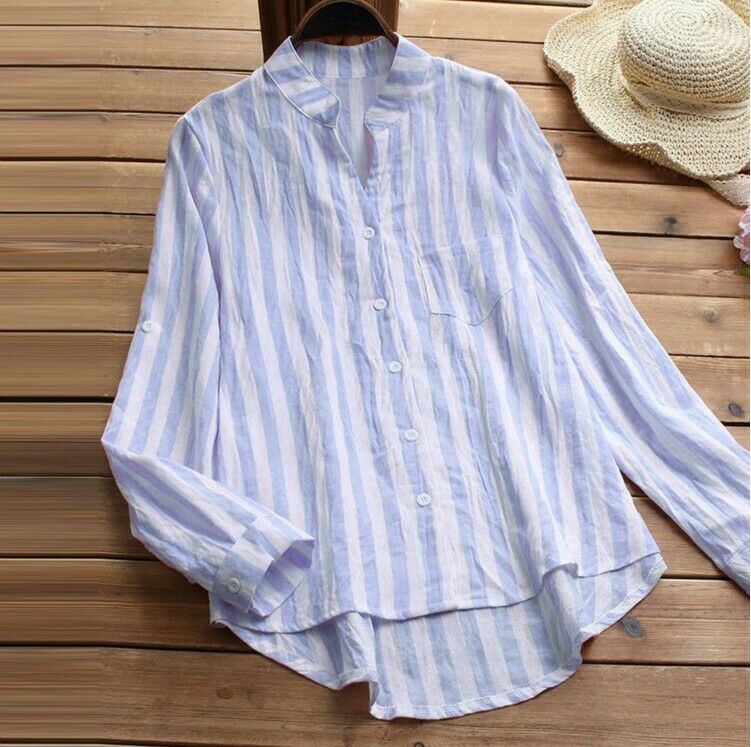US Womens Casual V Neck Long Sleeve Striped Loose Linen Maxi Blouse Kaftan Tunic Tops, Blue
US Womens Casual V Neck Long Sleeve Striped Loose Linen Maxi Blouse Kaftan Tunic Tops, Blue